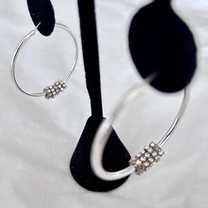 Silpada Silver Hoop Earrings with Cluster Bead Detail